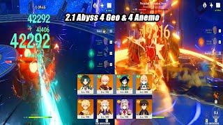 Genshin Impact - 2.1 Abyss 4 Geo vs 4 Anemo Character Floor 12 Gameplay Showcase