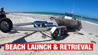 BEACH BOAT LAUNCH AND RETRIEVAL (AMAZING TO WATCH) | LEDGE POINT - EP 14