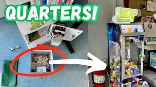 SO Many QUARTERS in my MINI CLAW Machine!COLLECTING MONEY - Plus Dollar Store PRIZES!