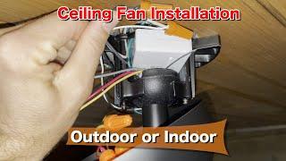 Ceiling Fan Install Outdoor or Indoor with Remote Alexa Voice Control || Includes Hanging Bracket