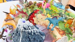 BEST Volcano Dinosaurs PLAY SET EVER! Learn Dinosaur Names