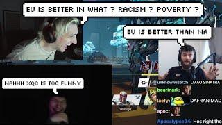 Sinatraa Dies Laughing at xQc Clowing "EU" after Dafran Claims It's Better than "NA"