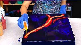 ON FIRE?!  Acrylic Pouring DEMO with 3D Effect ~ FLAMENCO FLOW  Fluid Painting ~ Abstract Art