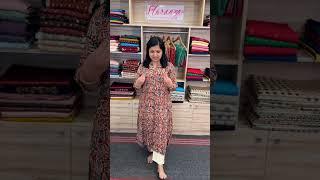 Kalmkari Print A line Cut Kurti – Brick Red plus Floral Print