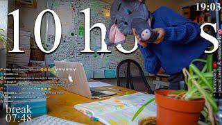 LIVE | 10-HOURS study with me ️ rain sounds & pomodoro timer 60 & 10