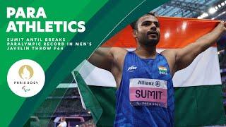 The Moment Sumit Set A NEW Paralympic Record In Men's Javelin Throw F64  | Paralympic Games