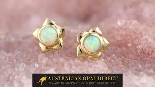 Gold Earrings, Green Earrings, Opal Stud Earrings - Australian Opal Direct | Worldwide Shipping