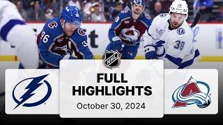 NHL Highlights | Lightning vs. Avalanche - October 30, 2024