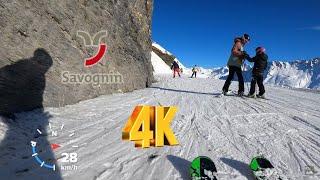 Ski run Savognin 4K POV / A stunning panorama | slope 11a/b COMPLETE | Val Surses , Graubünden