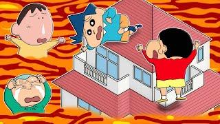 Floor Is lava challenge  | Shinchan vs kazama vs masao vs bochan  | funny game roblox