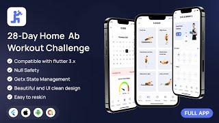 28-Day Home Ab Workout Challenge in Flutter Full app with admob ads | Android, ios app