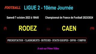 RODEZ - CAEN : match de football de la 10ème journée de Ligue 2 - Saison 2023/2024