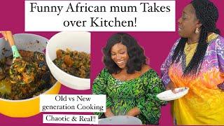 African Mum takes over Kitchen | Nigerian vegetable Soup & Pounded Yam | Alice Halidu