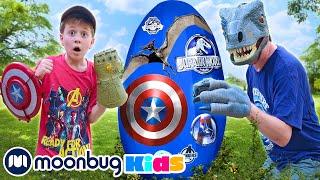 GIANT SURPRISE EGG: The Avengers vs Giant Dinosaurs! @TRexRanch | Jurassic TV