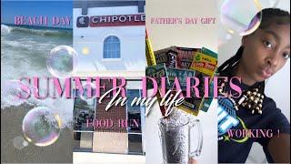 Summer Diaries 🫧 | GRWM + Chipotle run + Beach day + Father’s Day gift + First day of work