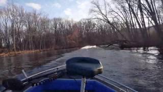 Bass boat crashing into shore