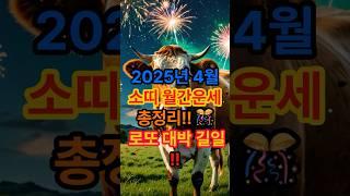2025년 4월 소띠 ️월간운세 & 로또 대박 길일 알려드립니다!!