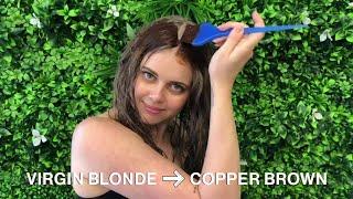 VIRIGIN BLONDE TO COPPER BROWN IN 15 MINUTES!