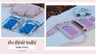 Bifold wallet purse tutorial with zipper pocket - two sizes- Duo Bifold Wallet - how to sew