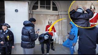 DISGUSTING IDIOTS!! PROVOKE THE KING'S GUARD under the Arches.