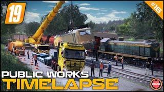  Transporting & Moving Train, Using Crane Liebherr LTM1300 ⭐ FS19 Les Plaines Ardennaises Timelapse