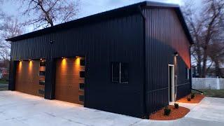 BLACK EXTERIOR MODERN 30x40 POLE BARN/SHOP BUILD IS FINISHED!