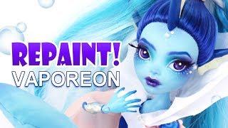 Repaint! Vaporeon Pokemon Eeveelution Custom Monster High Ooak Doll