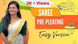 How to Pre-Pleat, Iron and Fold Saree for Packing | With MEASUREMENT | Box folding |Malayalam |