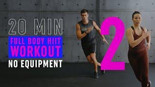 20 Min Full Body HIIT Workout 2 / Intense Fat Burning & Toning Cardio / No Equipment