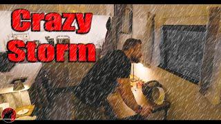 It Gets Crazy Fast! - Heavy Rain & Strong Storms Camping at the Off Grid Cabin