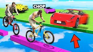 GTA 5 CARS VS RUNNERS BUT JUMPING ON TOP WITH CHOP