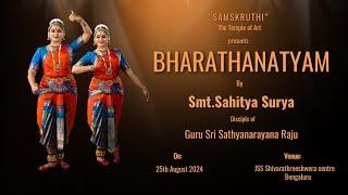 BHARATHANATYAM By Smt.Sahitya Surya | Disciple of Guru Sri Sathyanarayana Raju