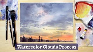 Sunset Clouds Watercolor Painting Process