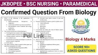 Jkbopee Bsc Nursing Asked Questions 2024| Most Important Video Score 90+ | Confirm 4 Marks Now 