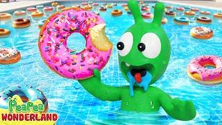 Pea Pea tries to get Donut and goes swimming at summer pool - Cartoon for kids - PeaPea Wonderland