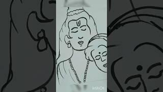 shambu devo ke dev mahadeva sceneric one stroke art #parvati #shankar #worthitart