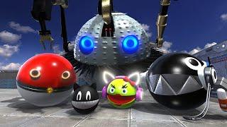 Pacman & Pokemon Ball Pacman & Chain Chomp VS Robot Scorpion Pacman !!