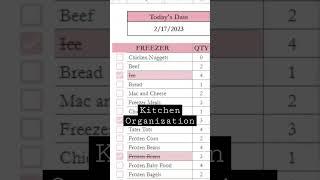 Kitchen Organization Excel Spreadsheet Google Sheets for organizing your Food, Freezer, Pantry