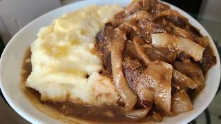 How to make Liver and Onions Meat loaf with mashed potatoes and gravy with caramelized onions