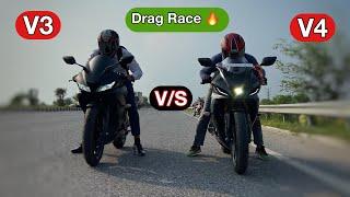 The All New Yamaha R15v4 Vs Yamaha R15v3 Drag Race : Yamaha ने ग़लत किया  !! R15 v4 vs r15v3 !!