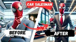 Spider-Man the Car Salesman: Joker, Venom, Wonder Woman, and Iron Man as Customers