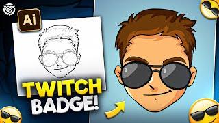 Twitch Sub Badge Design For Customer | Speedart | Adobe Illustrator CC | BOSS GFX