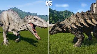 Jurassic World Evolution - INDOMINUS REX vs ANKYLOSAURUS -  Gameplay (PS4 HD) [1080p60FPS]