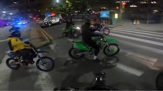 DIRTBIKES PLAY POLICE GAMES IN CITY TRAFFIC! * BROKE MY YZ450F *