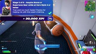 Aquire Boons or Supernova Gear while at Herop Rank A or Better Fortnite