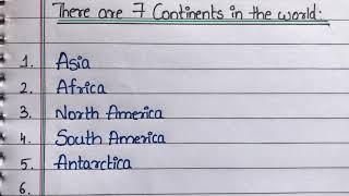 Continents and Oceans | Names of 7 Continents and 5 Oceans of the world  #Gk Notes #Universal Gk Hub