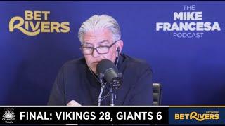 Vikings Squash Giants - Mike Francesa Reaction - Giants Embarrassing While Honoring Legends