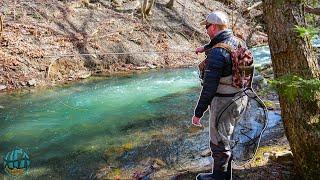 SMALL STREAM WINTER FLY FISHING! (rainbow trout and a MAJOR flood)