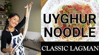 How to make Hand-pulled Noodle | Uyghur Home Cooking Lagman Recipe Handmade Spaghetti | Beef Noodle