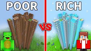 JJ and Mikey: POOR vs RICH Tallest Village Battle in Minecraft - Maizen